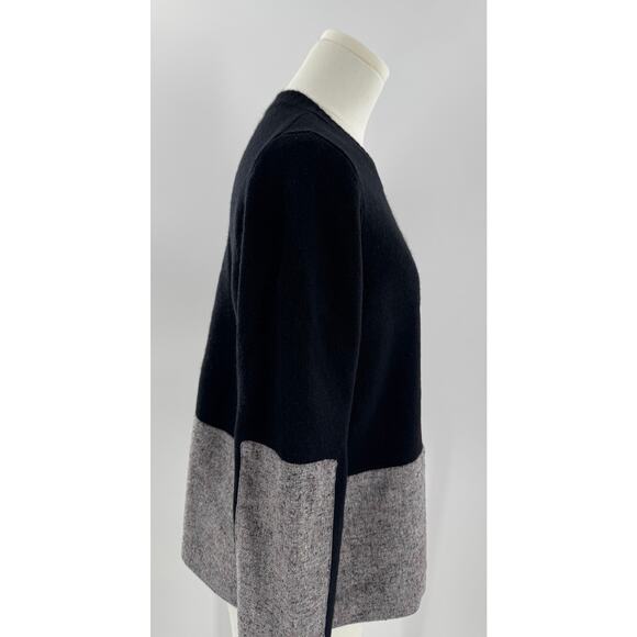 J Crew Black Wool Cashmere Blend Sweater Gray Mix Media Patch M - Picture 3 of 9